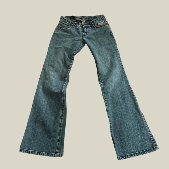 vintage Harley Davidson one of a kind low rise bootcut jeans (0) - Picture 3 of 8